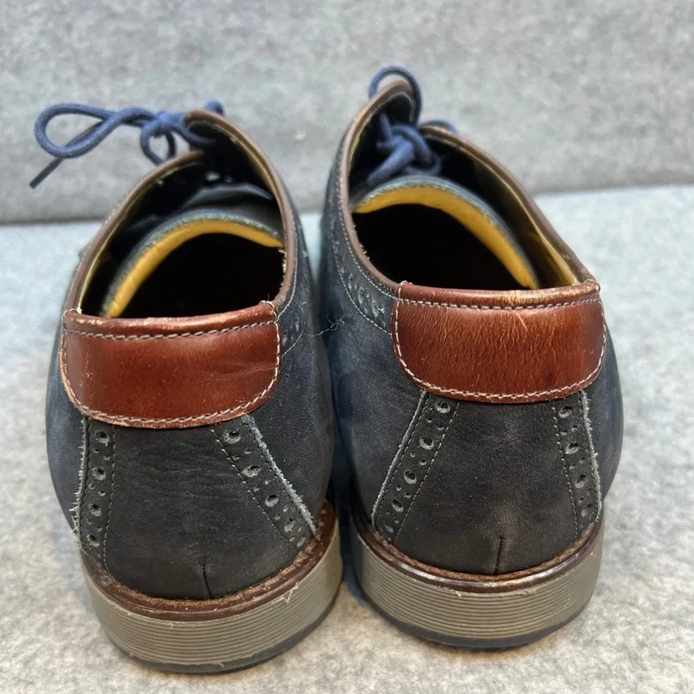 Johnston & Murphy Mens Navy Leather Wingtip Brogue Oxford Dress Shoes Size 11.5